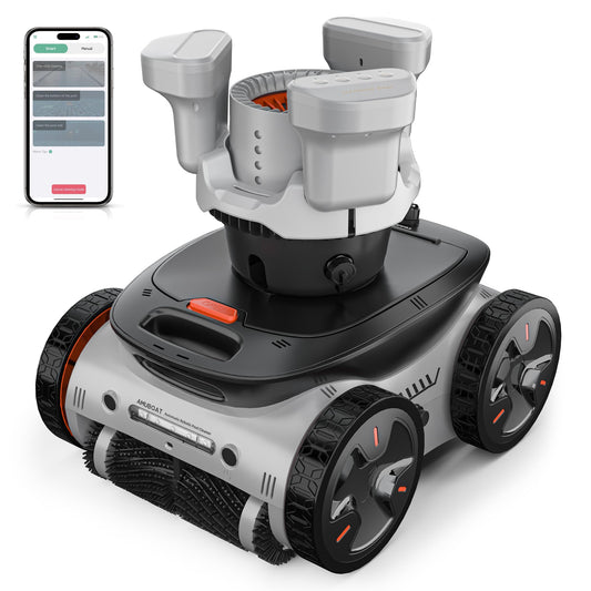 AMUBOAT Espier Robotic Pool Skimmer Cleaner, Clarifies Water, Cleans Surface, Floor, Walls, and Waterline, Powerful Suction Automatic Pool Vacuum, APP Control