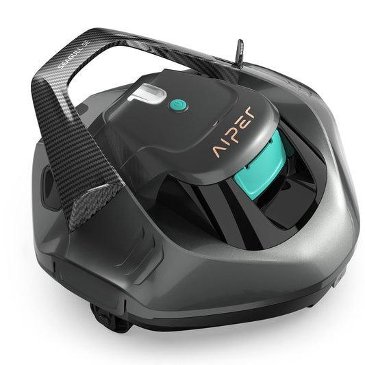 AIPER Seagull SE Cordless Robotic Pool Cleaner, Pool Vacuum Lasts 90 Mins, LED Indicator, Self-Parking, Ideal for Flat Pools up to 30 Feet in Length- Gray